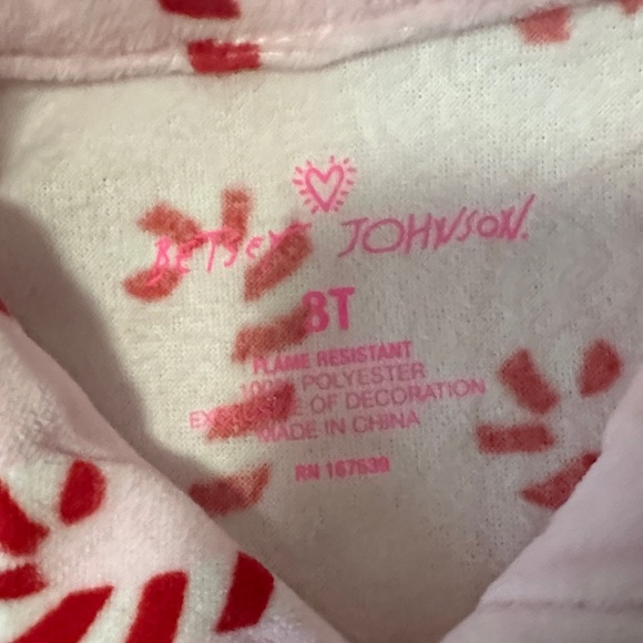Betsey Johnson Pink and Red Candy Cane Kids Pajama Set - Picture 4 of 4